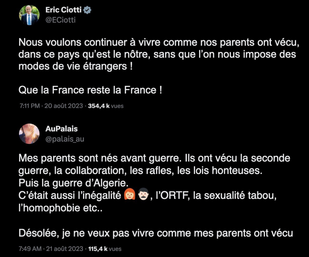 Texte d'Eric Ciotti et réponse